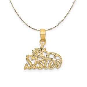 14k Yellow Gold #1 Sister Necklace - 20 Inch